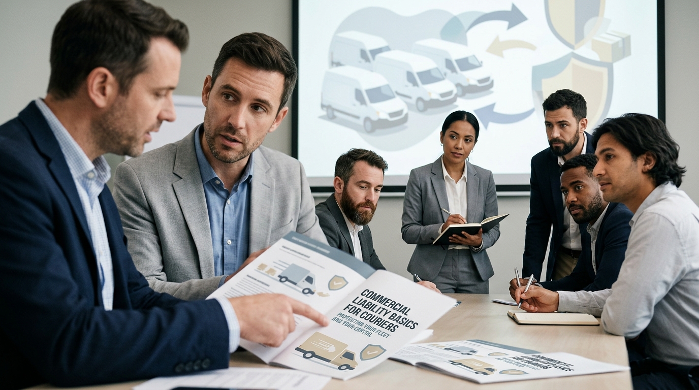 Illustration: Commercial Liability Basics for Couriers: Protecting Your Fleet and Your Capital
